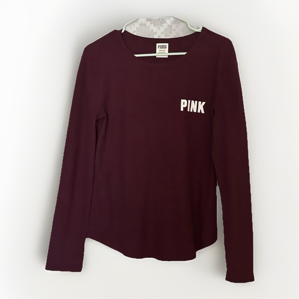 Victoria's‎ Secret Small Purple Plum Waffle Oversized Shirt Thermal Spellout